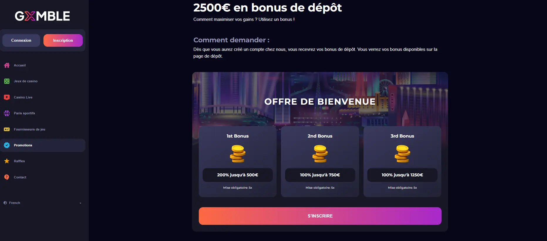 Bonus de Gxmble casino