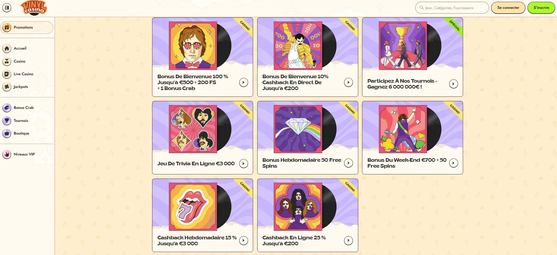 Bonus chez Vinyl casino